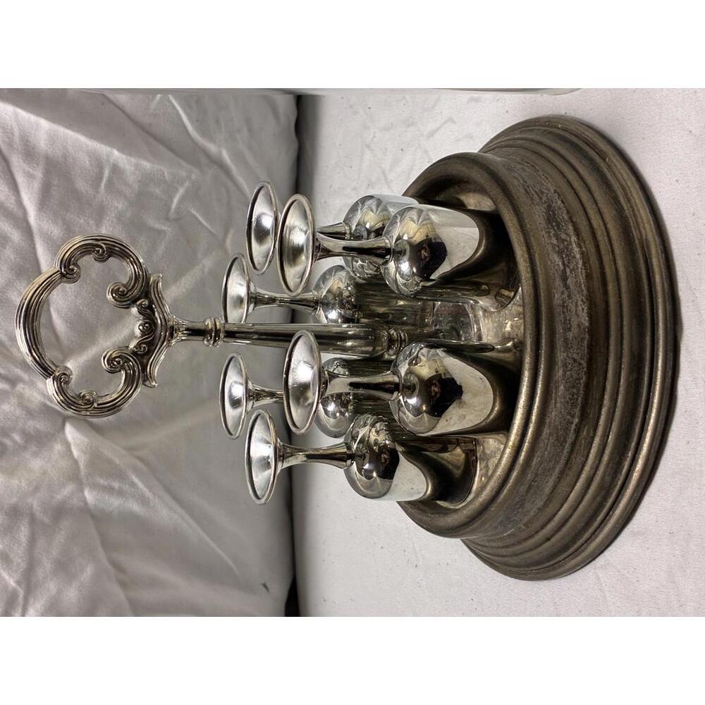 Vtg Taunton Silversmith Lenox Silverplate Regency Style Cordial Glasses Set of 6 - Picture 4 of 8